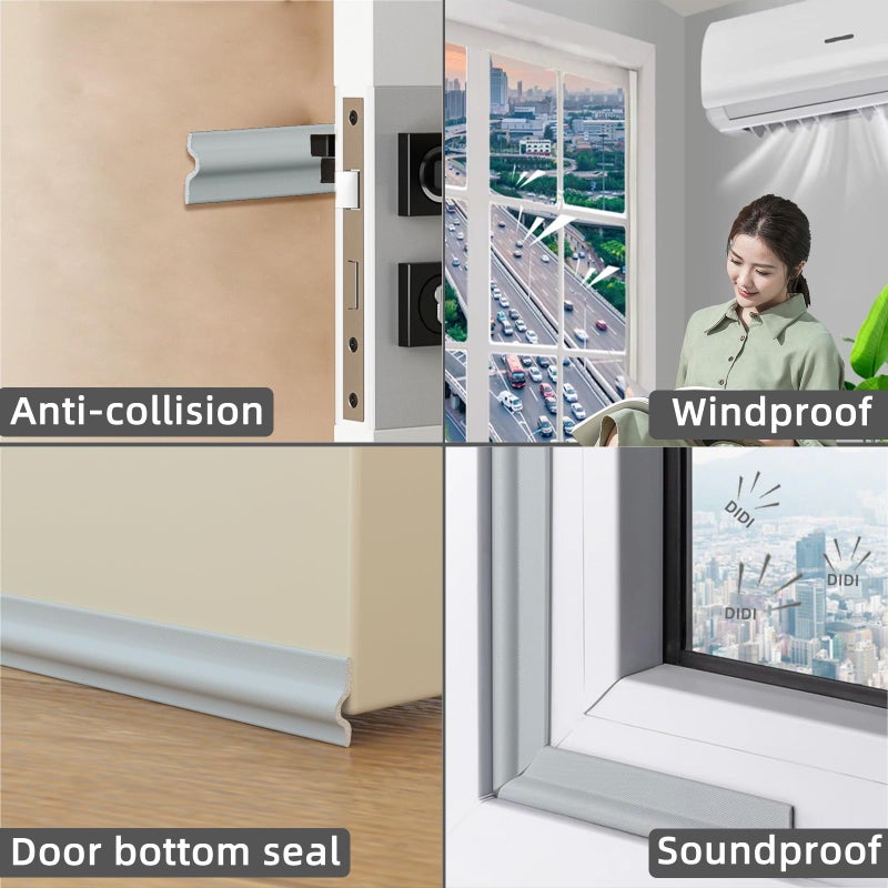 ESUFEIR 118 Inch Window Weather Stripping Door Seal Strip for Bottom and Side of Door,Self Adhesive PU Foam Weather Strip for Window and Door Insulation Soundproofing,Door Sweep for Interior Doors - Image 2